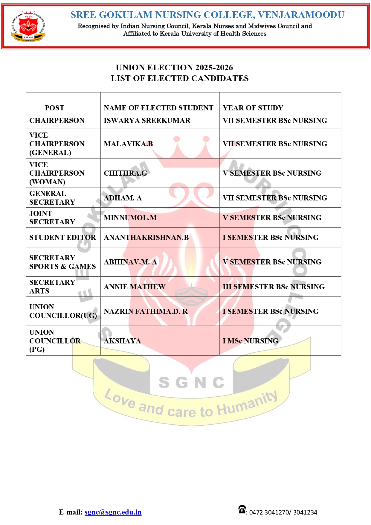 COLLEGE UNION 2025-26